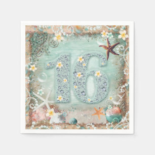 Serviette Jetable Étoile de mer de la plage élégante et perles fête 