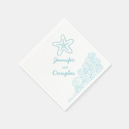 Serviette Jetable étoile de mer mariage tourbillon bleu papier blanc
