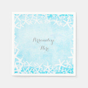Serviette Jetable Étoile de mer peinte bleu aqua Fête personnalisée