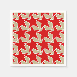 Serviette Jetable Étoile moderne géométrique - rouge-foncé et ta