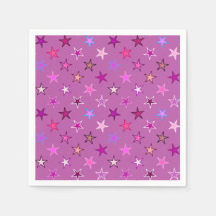 Serviette Jetable Étoiles scintillantes modernes, violet, prune et r