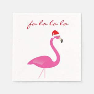 Serviette Jetable Fa la la la Flamant rose Holiday Napkin