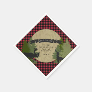 Serviette Jetable Famille Réunion Pique-nique Cerf Antlers Oie Arbre