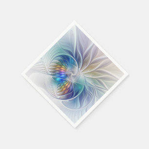 Serviette Jetable Fantaisie florale, fleur fractale abstraite coloré