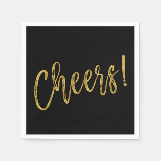 Serviette Jetable Faux Gold Foil et serviettes noires (Devant)