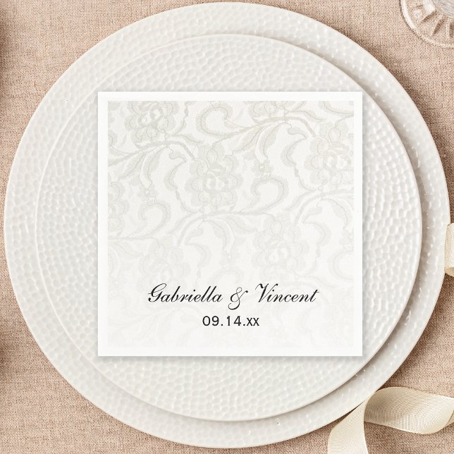 Serviette Jetable Faux White Lace Mariage (Créateur téléchargé)
