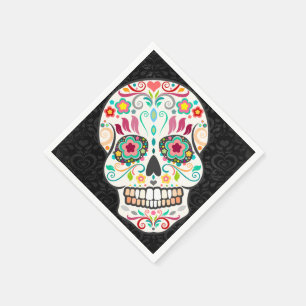 Serviette Jetable Feliz Muertos - serviettes de papier de crâne de