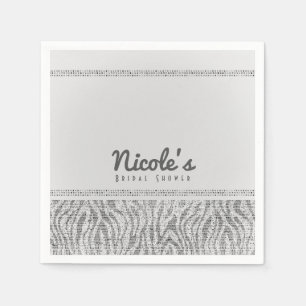 Serviette Jetable Fête à paillettes de séquence de zèbre blanc