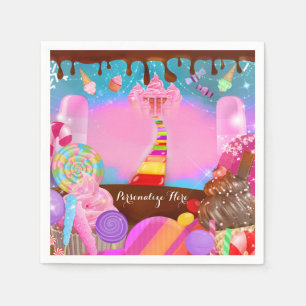 Serviette Jetable Fête Candy Land Fantaisie Anniversaire Personnalis