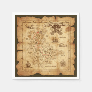 Serviette Jetable Fête d'anniversaire Carte au trésor vintage Pirate