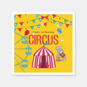 Serviette Jetable Fête d'anniversaire cirque Fun Jaune Coloré Party