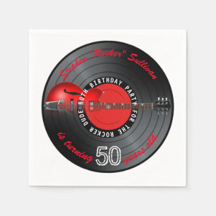 Serviette Jetable Fête d'anniversaire de disque de guitare de type
