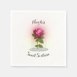 Serviette Jetable Fête d'anniversaire de la rose rouge magique encha