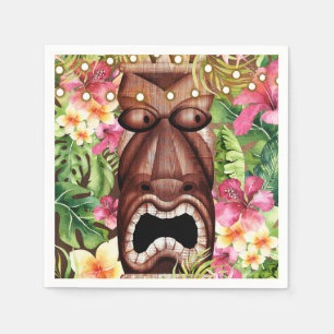 Serviette Jetable Fête d'anniversaire d'été Hawaïenne Tiki Luau en b