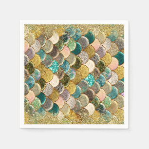 Serviette Jetable Fête d'anniversaire Glam Mermaid Scales
