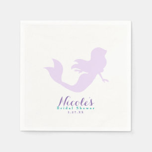 Serviette Jetable Fête d'anniversaire personnalisée de sirène violet