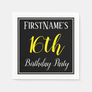 Serviette Jetable Fête d'anniversaire simple et 16ème avec le nom