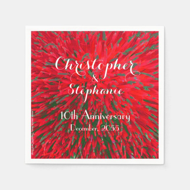 Serviette Jetable Fête d'anniversaire verte rouge de mariage de Noël (Devant)