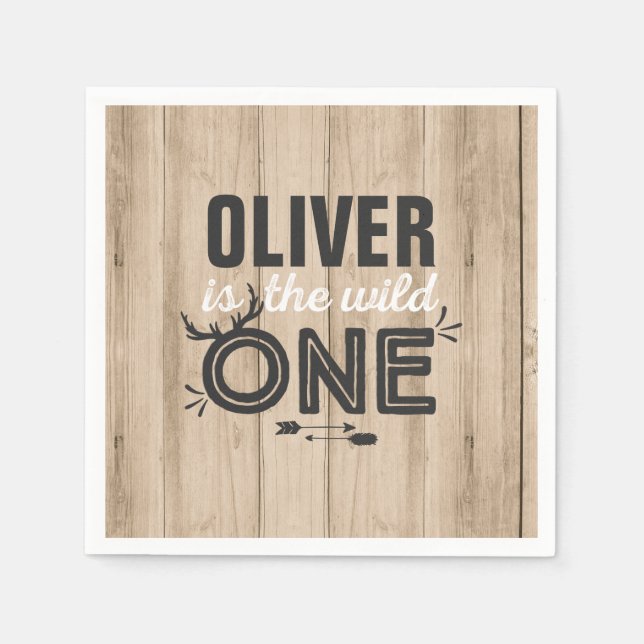 Serviette Jetable Fête d'anniversaire Wild One Napkin Rustic Wild On (Devant)
