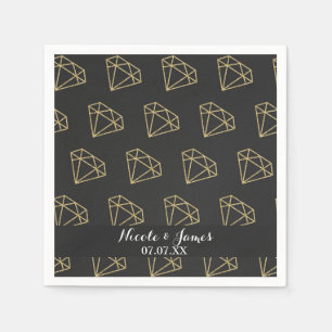 Serviette Jetable Fête de Bachelorette Design Moderne en Diamant Dor