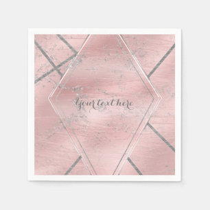 Serviette Jetable Fête de créateur de glam Satin rose et argent