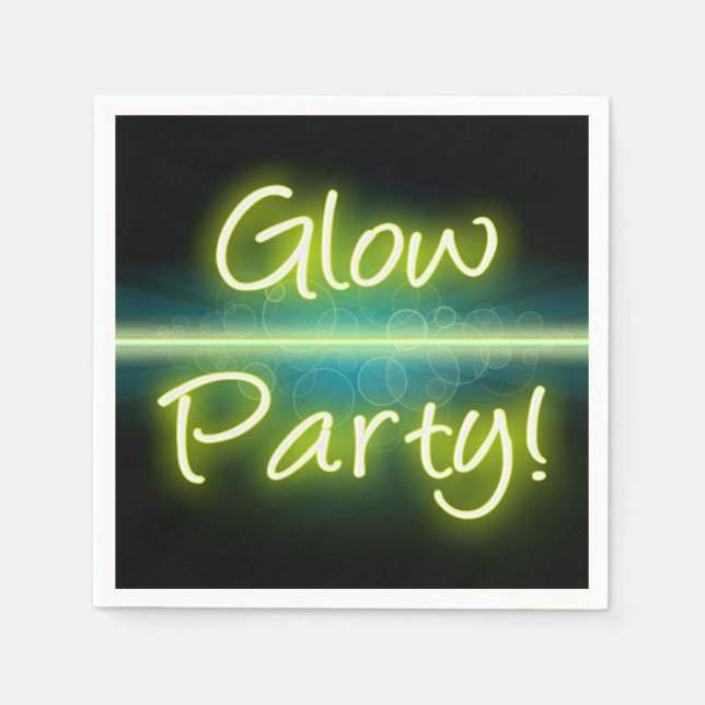 Serviette Jetable Fête de lueur, Jaune/Vert Blacklight (Devant)