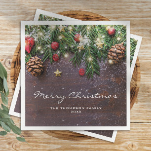 Serviette Jetable Fête de Noël rustique de campagne