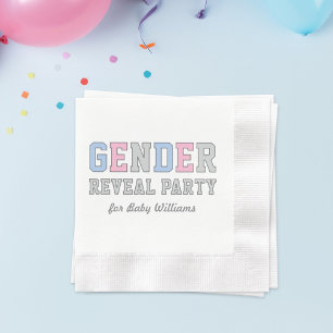 Serviette Jetable Fête de Révélation du Sexe Rose et Bleu Moderne