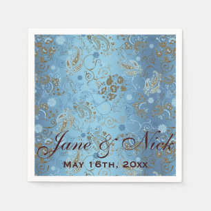 Serviette Jetable Fête des mariées Blue Paisley