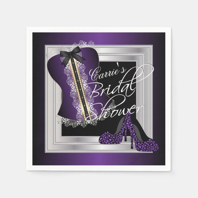 Serviette Jetable Fête des mariées de lingerie glamour | Violet (Devant)