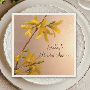 Serviette Jetable Fête des mariées Fleurs Forsythia Printemps Jaune