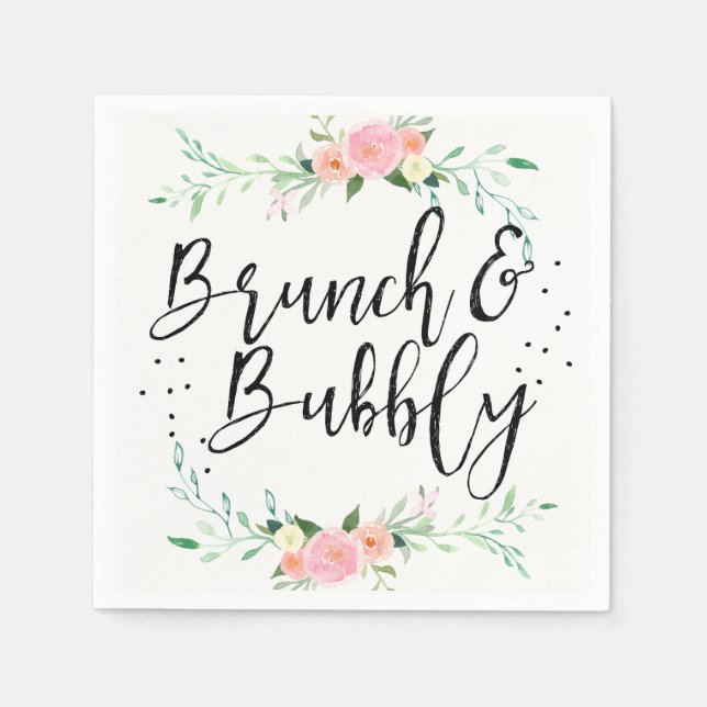 Serviette Jetable Fête des mariées florale de Brunch et Bubbly Napki (Devant)