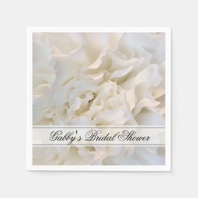 Serviette Jetable Fête des mariées florale de carnation blanche (Devant)