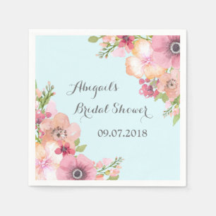 Serviette Jetable Fête des mariées florale rose clair serviettes