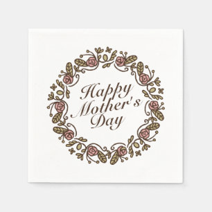 Serviette Jetable Fête des mères élégante couronne de fleurs Napki