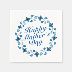 Serviette Jetable Fête des Mères simple Joyeuse Fleur Wreath Napkin