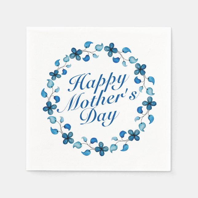 Serviette Jetable Fête des Mères simple Joyeuse Fleur Wreath Napkin (Devant)