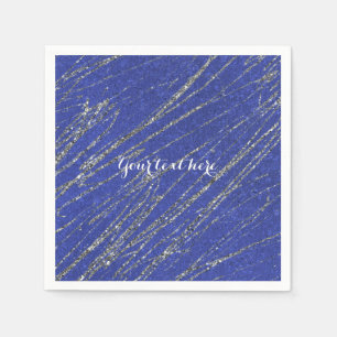 Serviette Jetable Fête rayure marbre bleu et argent moderne glamour
