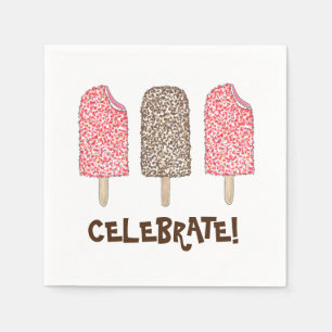 Serviette Jetable Fêtez ! Eclair Crème de glace Popsicles Foin