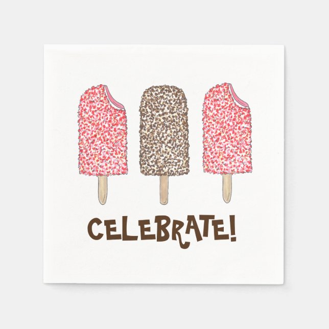 Serviette Jetable Fêtez ! Eclair Crème de glace Popsicles Foin (Devant)