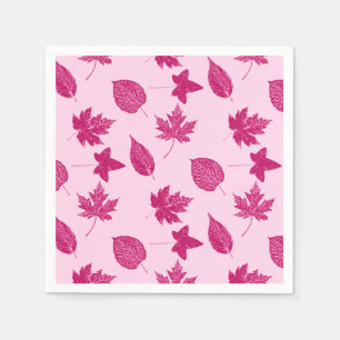 Serviette Jetable Feuilles d'automne - bordeaux et rose coquillage