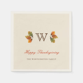 Serviette Jetable Feuilles d'automne Monogram Thanksgiving Party Pap