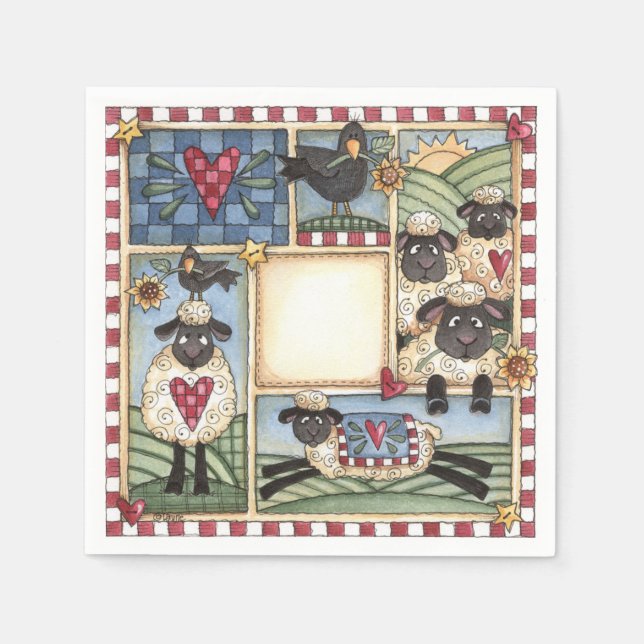 Serviette Jetable Feuilles et corbeaux Folkart (Devant)