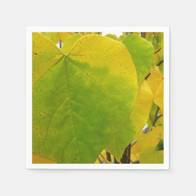 Serviette Jetable Feuilles rouges jaunes et verts (Devant)