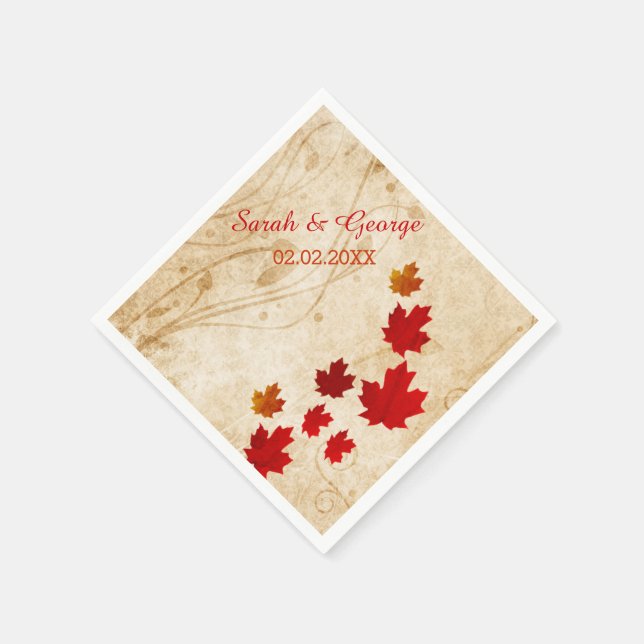 Serviette Jetable Feuilles Rustiques d'érable, serviettes Mariages d (Coin)