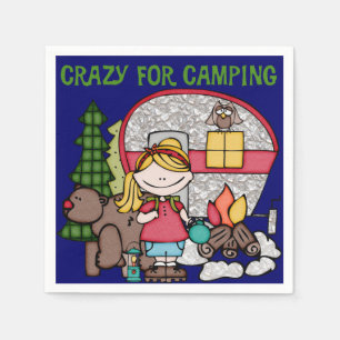 Serviette Jetable Fille blonde folle pour camper