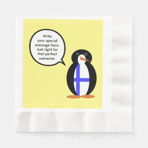 Serviette Jetable Finlande Discutant Mme Pingouin Personnalisé