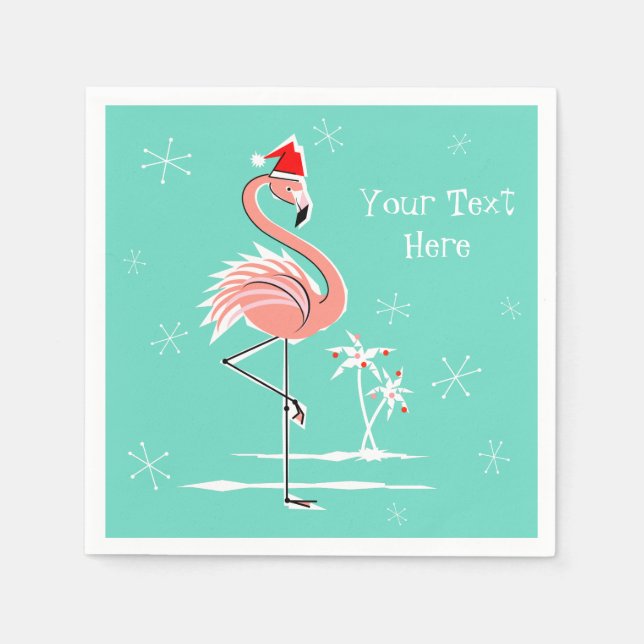 Serviette Jetable Flamant rose de Noël Papier à papier (Devant)