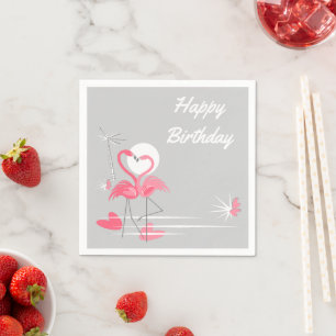 Serviette Jetable Flamant rose Love Anniversaire serviettes en papie