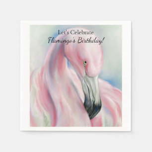 Serviette Jetable Flamant rose rose Pastel Art